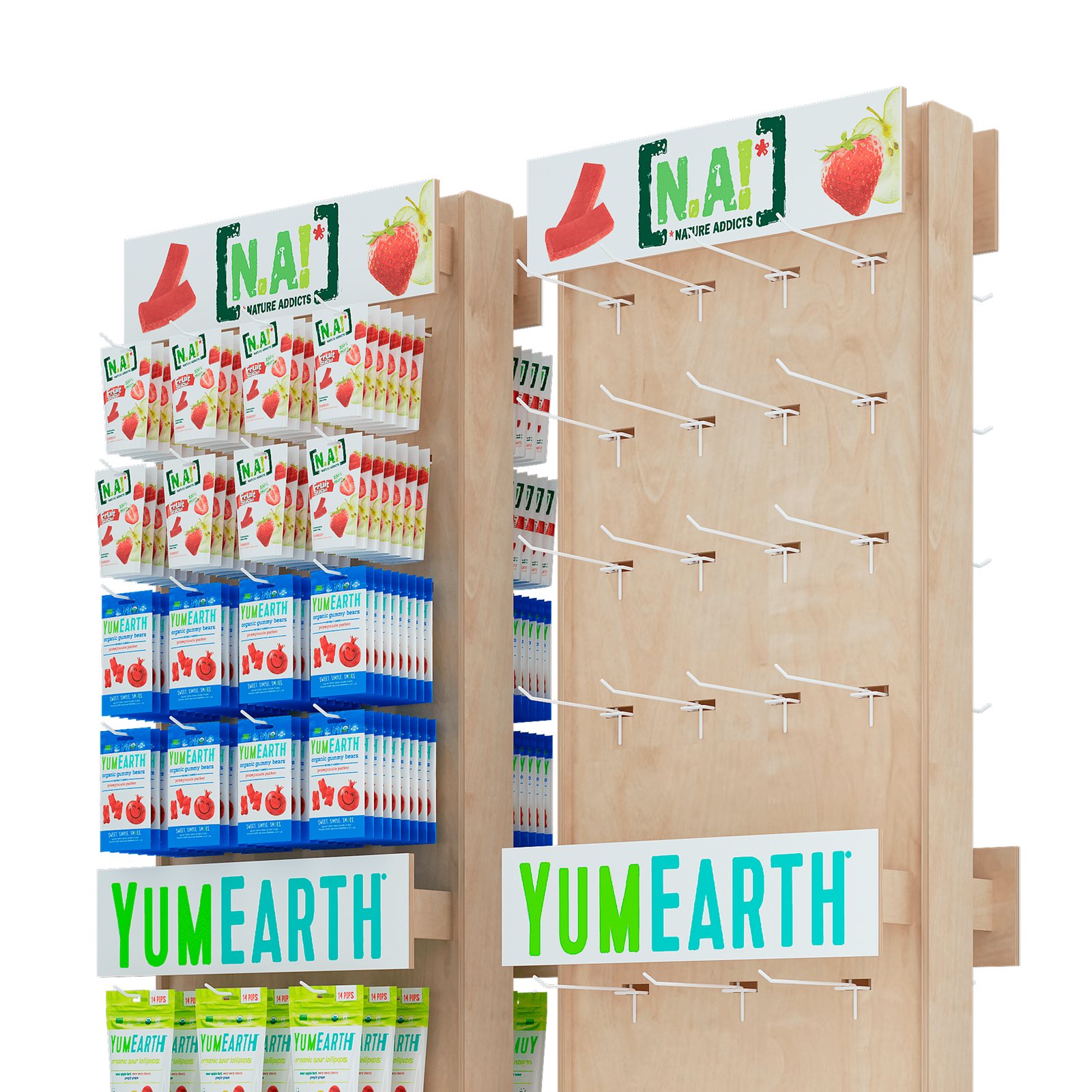 Визуализация проекта: дисплей YumEarth с крючками