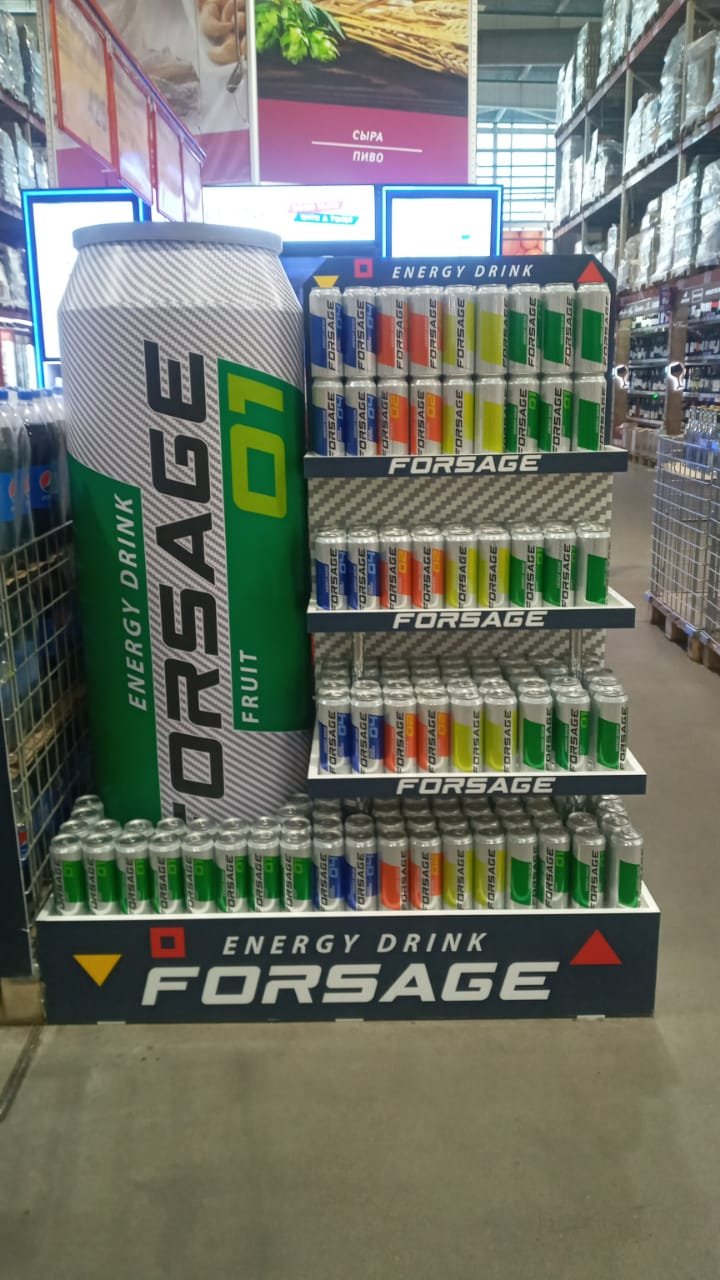 Паллетный дисплей Forsage Energy Drink в магазине