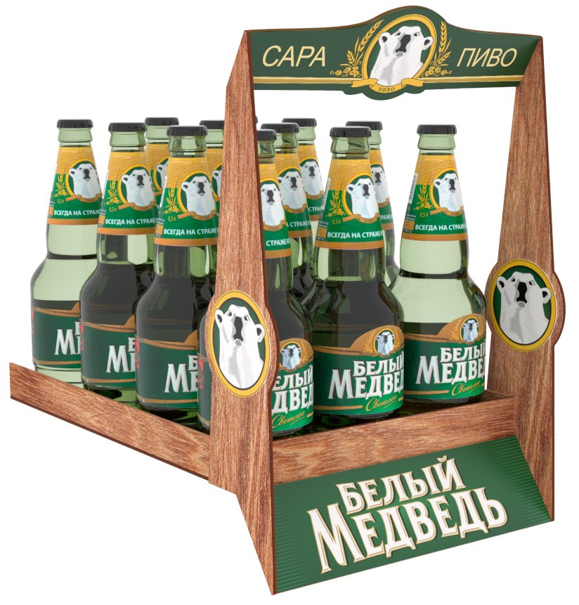 Визуализация проекта: деревянный ящик для бутылок «Белый медведь»
